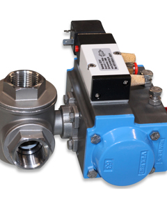 T-ball valve 1" left SST 24V 50Hz with pneum. actuator
